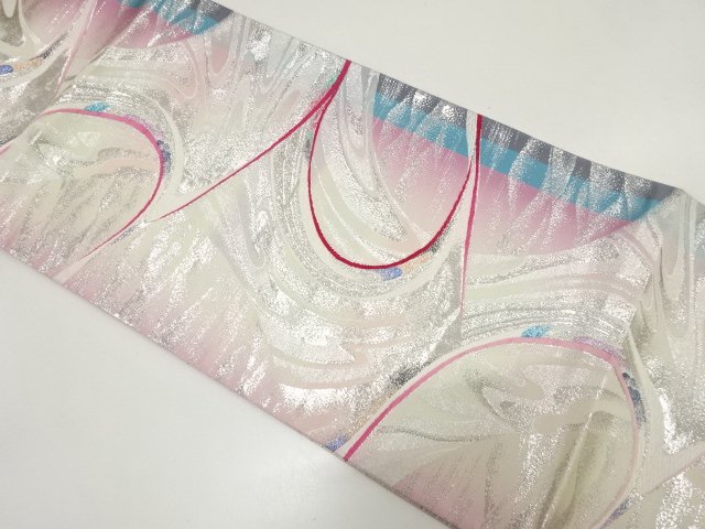 JAPANESE KIMONO / FUKURO OBI / ZENTSU / WOVEN ABSTRACT WAVE